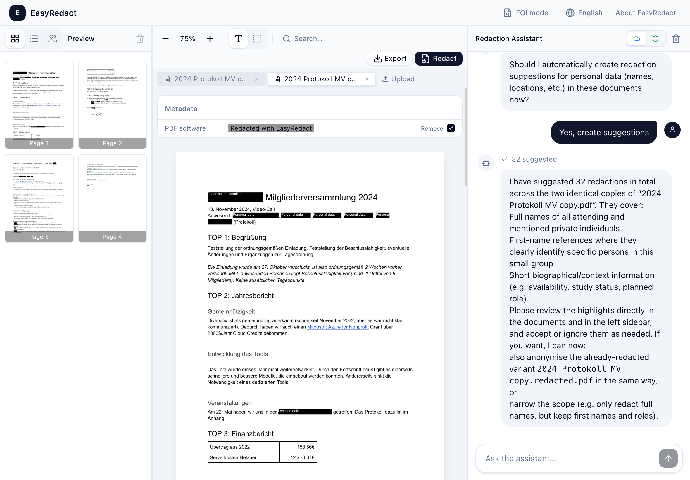 EasyRedact screenshot